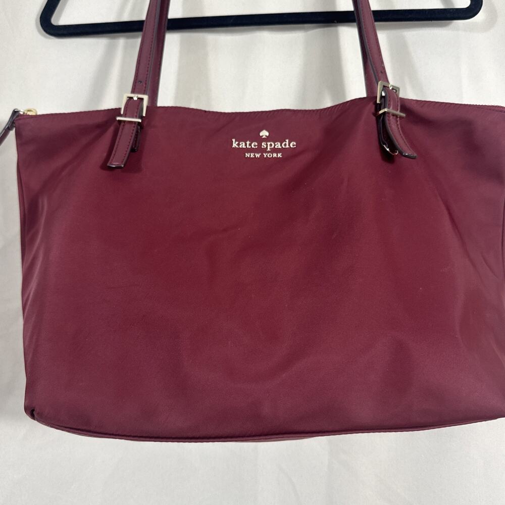 Kate Spade Watson Lane Maya Tote Burgundy Nylon Bag Gold Hardware - Picture 4 of 11